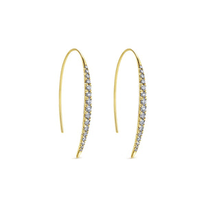 14KT yellow gold drop earrings with pass through back and 0....