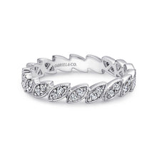 Load image into Gallery viewer, 14KT white gold scalloped marquise stackable diamond ring, 0...
