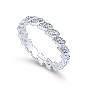 14KT white gold scalloped marquise stackable diamond ring, 0...