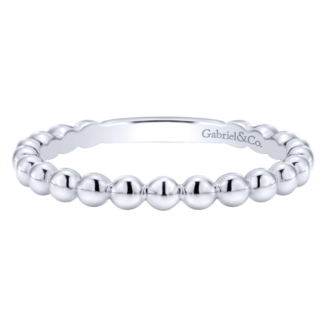 14KT white gold beaded band