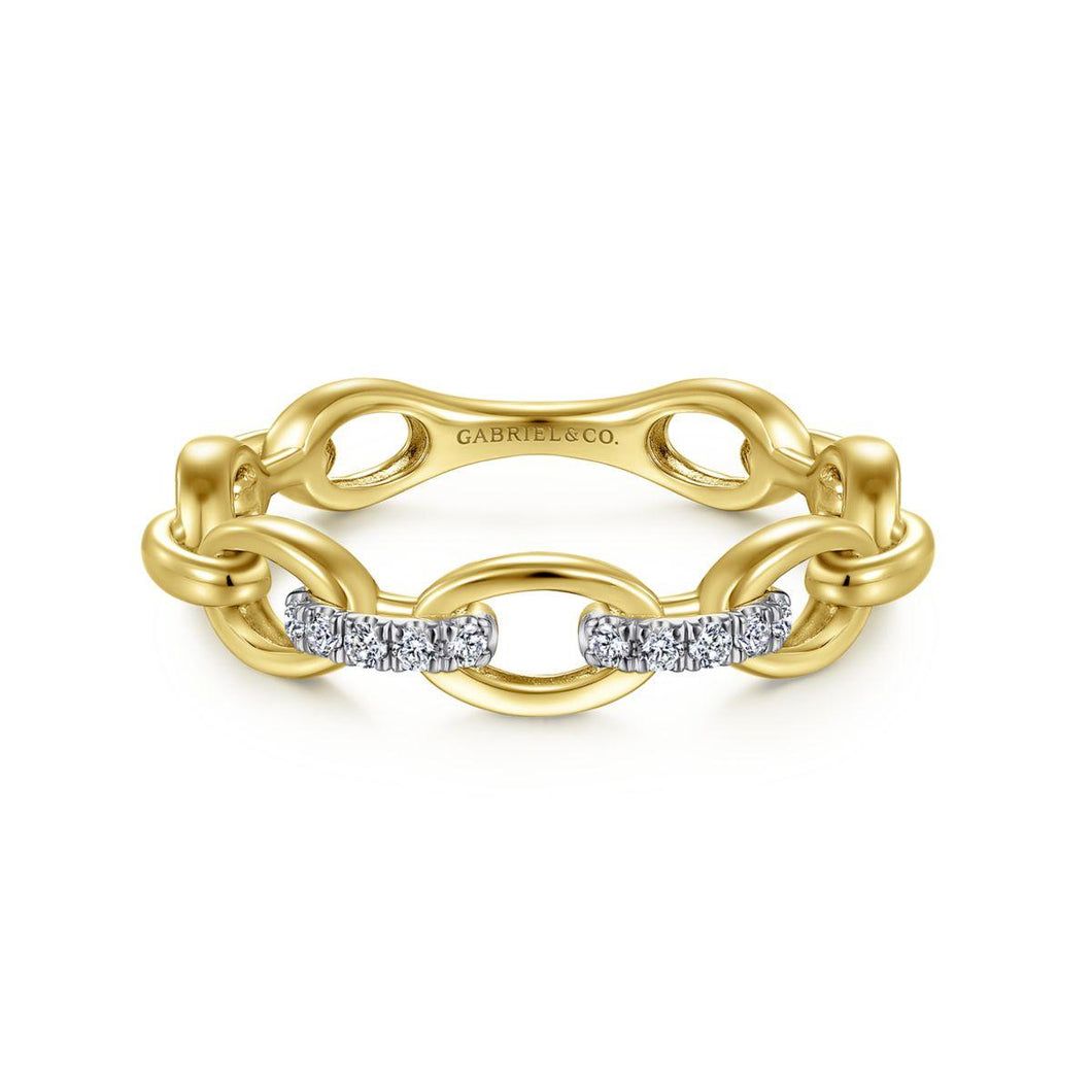 14KT yellow gold band with 0.06ctw round diamonds, H/I-SI, s...