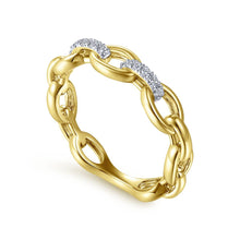Load image into Gallery viewer, 14KT yellow gold band with 0.06ctw round diamonds, H/I-SI, s...

