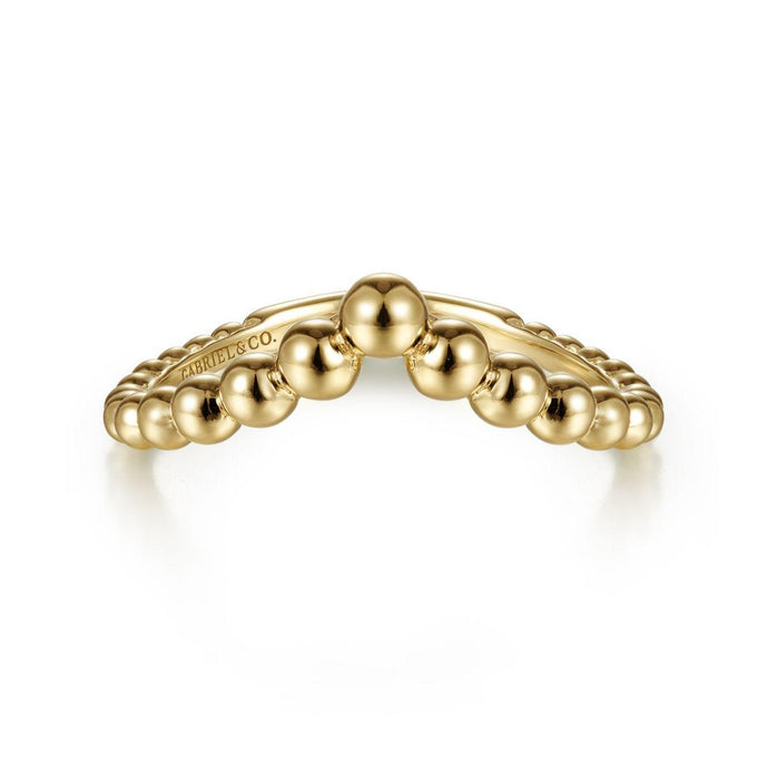 14KT yellow gold Bujukan bead curved ring, ctw, -