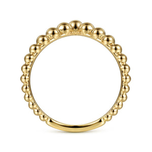 14KT yellow gold Bujukan bead curved ring, ctw, -