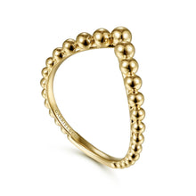 Load image into Gallery viewer, 14KT yellow gold Bujukan bead curved ring, ctw, -
