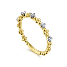 Load image into Gallery viewer, 14KT yellow gold diamond and Bujukan bead station ring, 0.08...
