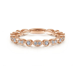 14KT rose gold band with 0.26ctw round diamonds, H/I-SI2 ave...