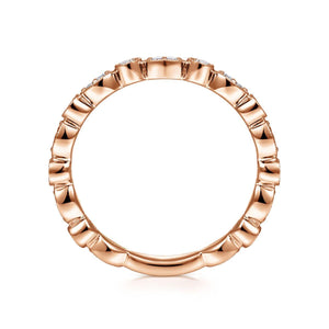 14KT rose gold band with 0.26ctw round diamonds, H/I-SI2 ave...