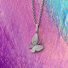 Load image into Gallery viewer, 14KT white gold butterfly pendant with 0.36ctw round diamond...
