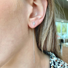 Load image into Gallery viewer, 14KT white gold pass-through earrings with 0.14ctw round dia...
