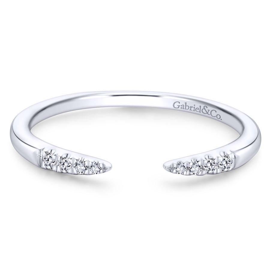 14KT white gold open band with 0.05ctw round diamonds, H/I-S...