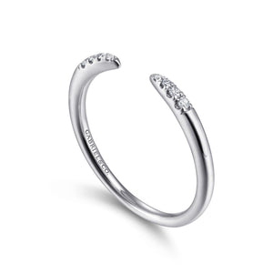 14KT white gold open band with 0.05ctw round diamonds, H/I-S...