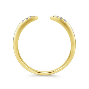 14K Yellow Gold Open Diamond Tipped Stackable Ring, 0.05ctw,...