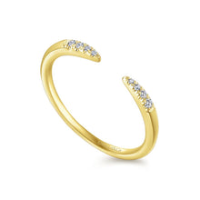 Load image into Gallery viewer, 14K Yellow Gold Open Diamond Tipped Stackable Ring, 0.05ctw,...
