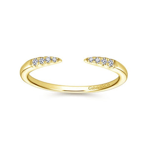 14K Yellow Gold Open Diamond Tipped Stackable Ring, 0.05ctw,...