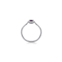 Load image into Gallery viewer, 14K White Gold Amethyst Diamond Halo Promise Ring, 0.06ctw H...
