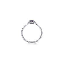 Load image into Gallery viewer, 14K White Gold Amethyst Diamond Halo Promise Ring, 0.06ctw H...

