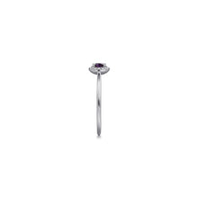 Load image into Gallery viewer, 14K White Gold Amethyst Diamond Halo Promise Ring, 0.06ctw H...
