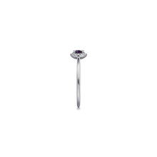 Load image into Gallery viewer, 14K White Gold Amethyst Diamond Halo Promise Ring, 0.06ctw H...
