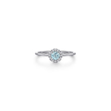 Load image into Gallery viewer, 14K White Gold Aquamarine Diamond Halo Promise Ring, 0.06ctw...
