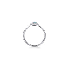 Load image into Gallery viewer, 14K White Gold Aquamarine Diamond Halo Promise Ring, 0.06ctw...
