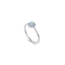 Load image into Gallery viewer, 14K White Gold Aquamarine Diamond Halo Promise Ring, 0.06ctw...
