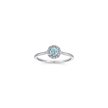 Load image into Gallery viewer, 14K White Gold Aquamarine Diamond Halo Promise Ring, 0.06ctw...
