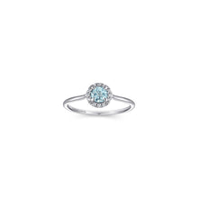 Load image into Gallery viewer, 14K White Gold Aquamarine Diamond Halo Promise Ring, 0.06ctw...

