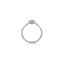 Load image into Gallery viewer, 14K White Gold Blue Topaz and Diamond Halo Promise Ring, 0.0...

