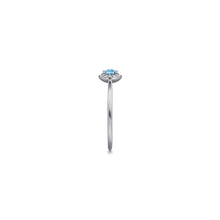 Load image into Gallery viewer, 14K White Gold Blue Topaz and Diamond Halo Promise Ring, 0.0...
