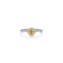 Load image into Gallery viewer, 14K White Gold Citrine and Diamond Halo Promise Ring, 0.06ct...
