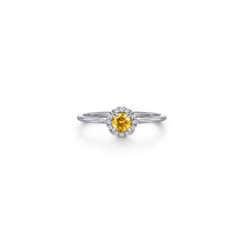 Load image into Gallery viewer, 14K White Gold Citrine and Diamond Halo Promise Ring, 0.06ct...
