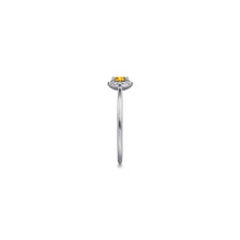 Load image into Gallery viewer, 14K White Gold Citrine and Diamond Halo Promise Ring, 0.06ct...

