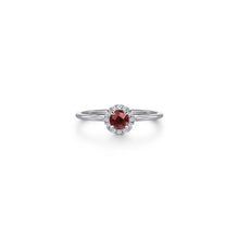 Load image into Gallery viewer, 14K White Gold Garnet and Diamond Halo Promise Ring, 0.06ctw...

