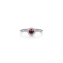 Load image into Gallery viewer, 14K White Gold Garnet and Diamond Halo Promise Ring, 0.06ctw...
