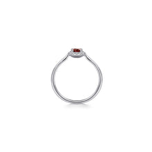 Load image into Gallery viewer, 14K White Gold Garnet and Diamond Halo Promise Ring, 0.06ctw...
