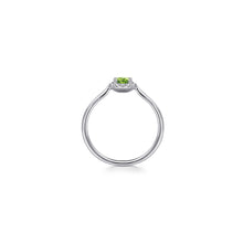 Load image into Gallery viewer, 14K White Gold Peridot and Diamond Halo Promise Ring, 0.06ct...
