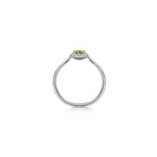 Load image into Gallery viewer, 14K White Gold Peridot and Diamond Halo Promise Ring, 0.06ct...
