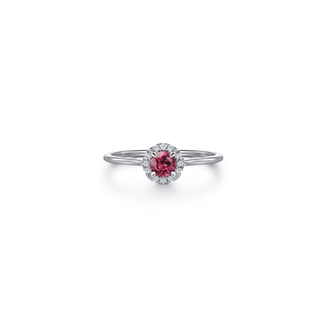 14K White Gold PT - Pink Tourmaline Ring, 0.06ctw H/I-SI, 0....