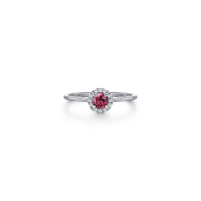 14K White Gold PT - Pink Tourmaline Ring, 0.06ctw H/I-SI, 0....