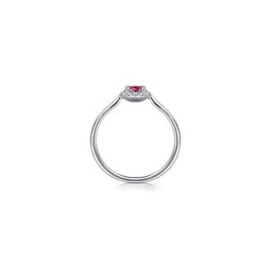 14K White Gold PT - Pink Tourmaline Ring, 0.06ctw H/I-SI, 0....