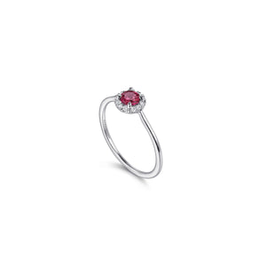 14K White Gold PT - Pink Tourmaline Ring, 0.06ctw H/I-SI, 0....