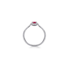 Load image into Gallery viewer, 14K White Gold Ruby and Diamond Halo Promise Ring, 0.06ctw H...
