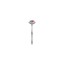 Load image into Gallery viewer, 14K White Gold Ruby and Diamond Halo Promise Ring, 0.06ctw H...

