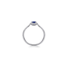 Load image into Gallery viewer, 14K White Gold Blue Sapphire and Diamond Halo Promise Ring, ...
