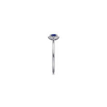 Load image into Gallery viewer, 14K White Gold Blue Sapphire and Diamond Halo Promise Ring, ...
