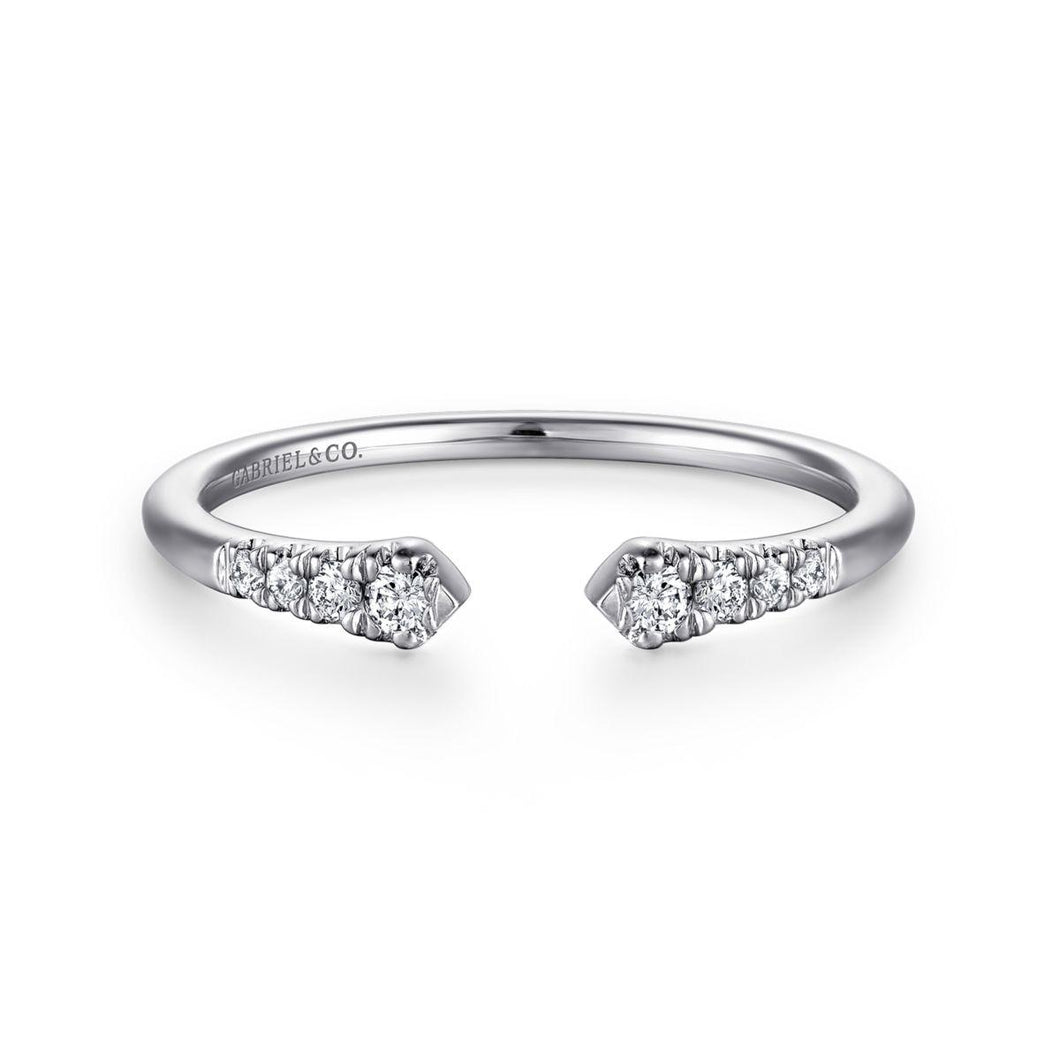 14K White Gold Split Diamond Stackable Ring, 0.1ctw H/I-SI