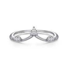 Load image into Gallery viewer, 14K White Gold Diamond Cluster Chevron Ring, 0.06ctw H/I-SI
