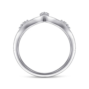 14K White Gold Diamond Cluster Chevron Ring, 0.06ctw H/I-SI