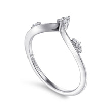 Load image into Gallery viewer, 14K White Gold Diamond Cluster Chevron Ring, 0.06ctw H/I-SI

